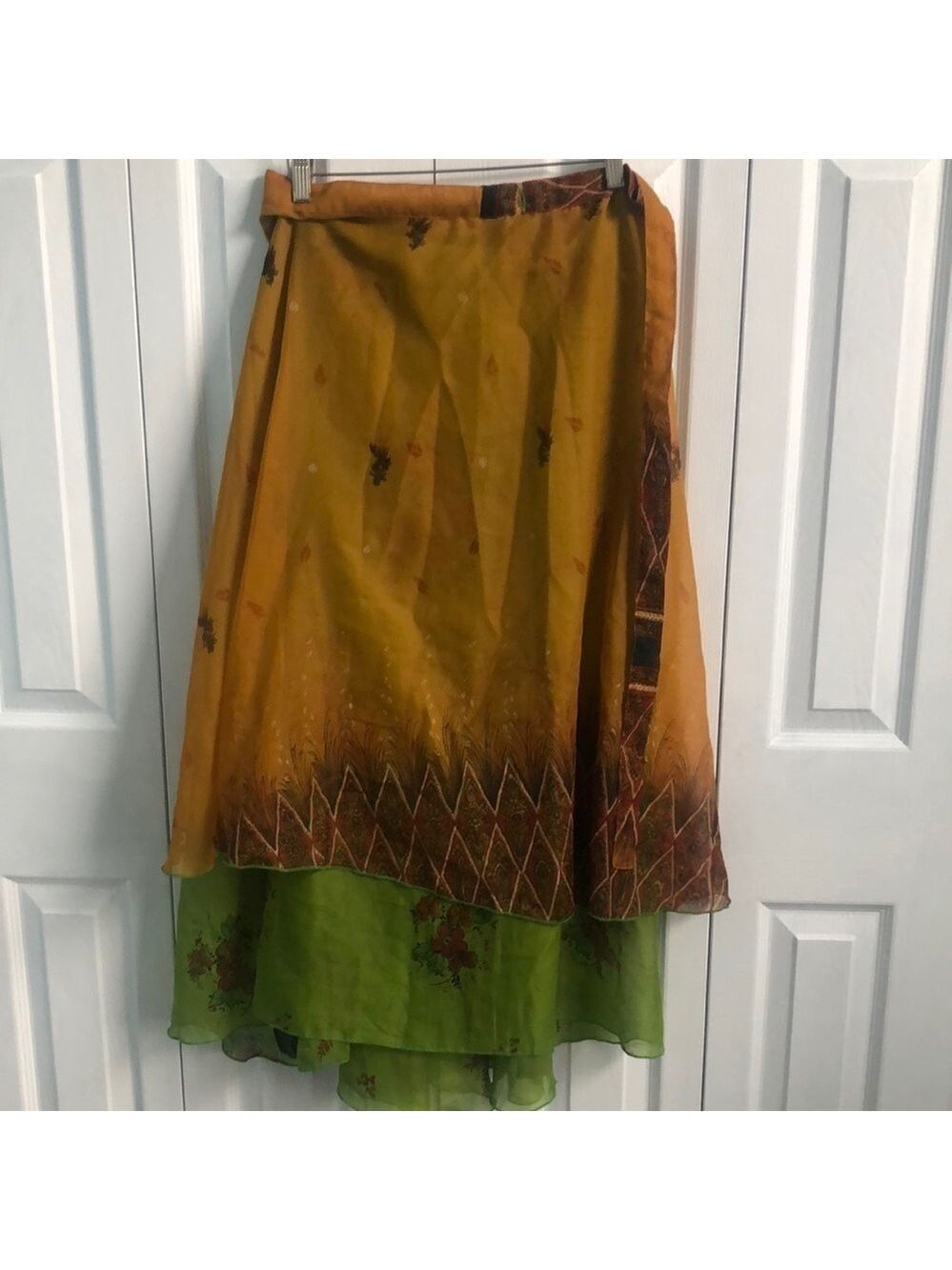 My Choice Flowy Boho Gypsy Double Layered Wrap Skirt One Size Fits Most - Picture 9 of 13